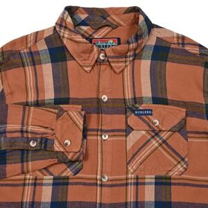 Burlebo Flannel Shirt Mens Medium Plaid Stretch Long Sleeve Western Cowboy